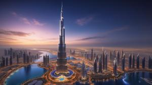 A photo of the Dubai skyline