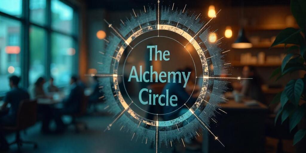 Circular infographic etched on glass showing interconnected elements of trust, SEO, visibility, and conversion.