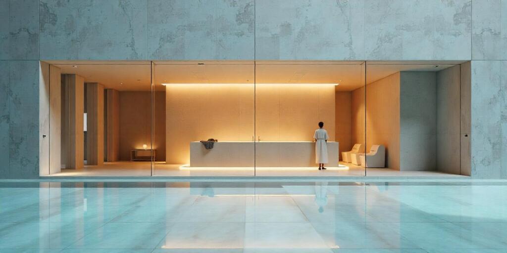 Modern clinic façade sinking into a digital void, symbolizing the risk of brand invisibility without SEO.