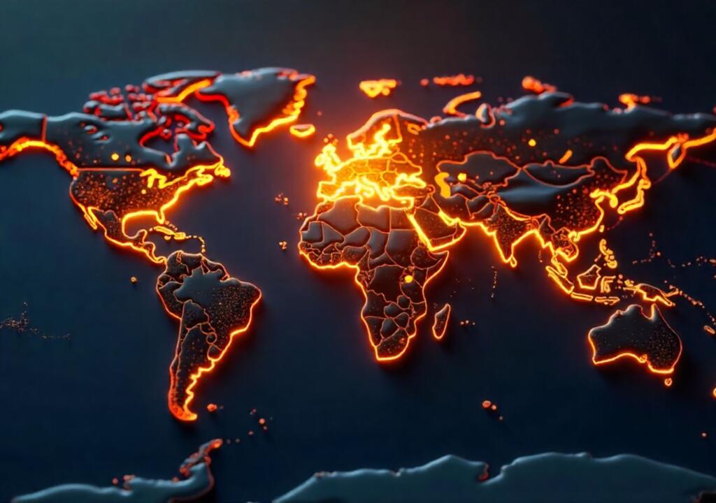 3D digital globe with golden spotlight highlighting one region, symbolizing global expansion and brand relevance.