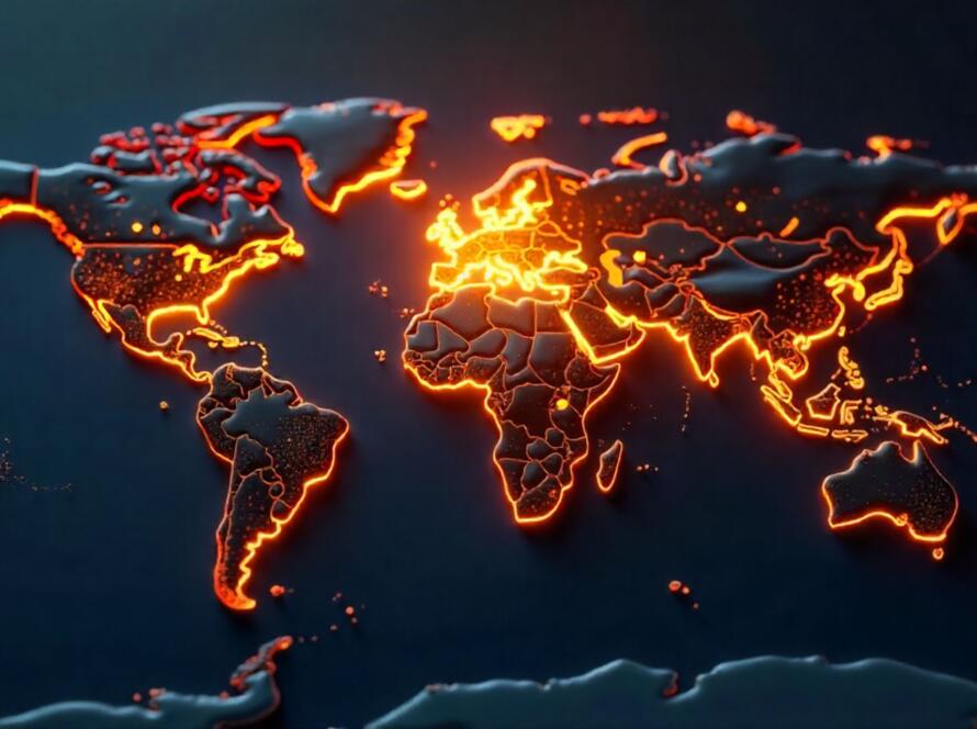 3D digital globe with golden spotlight highlighting one region, symbolizing global expansion and brand relevance.