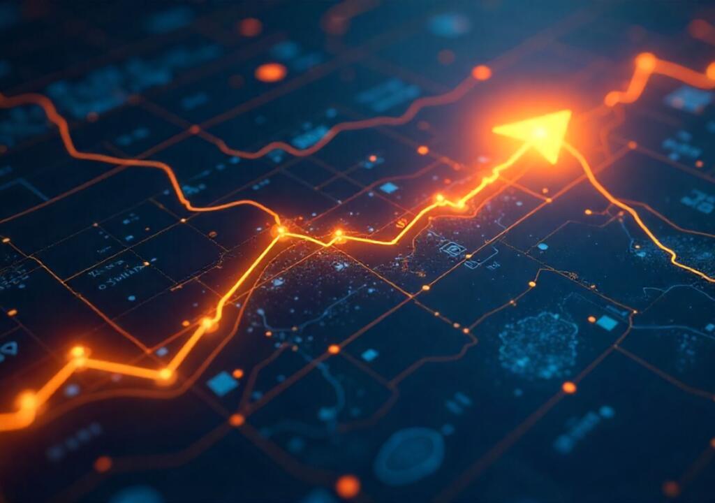 Futuristic glowing compass pointing forward, symbolizing clarity, direction, and market positioning.
