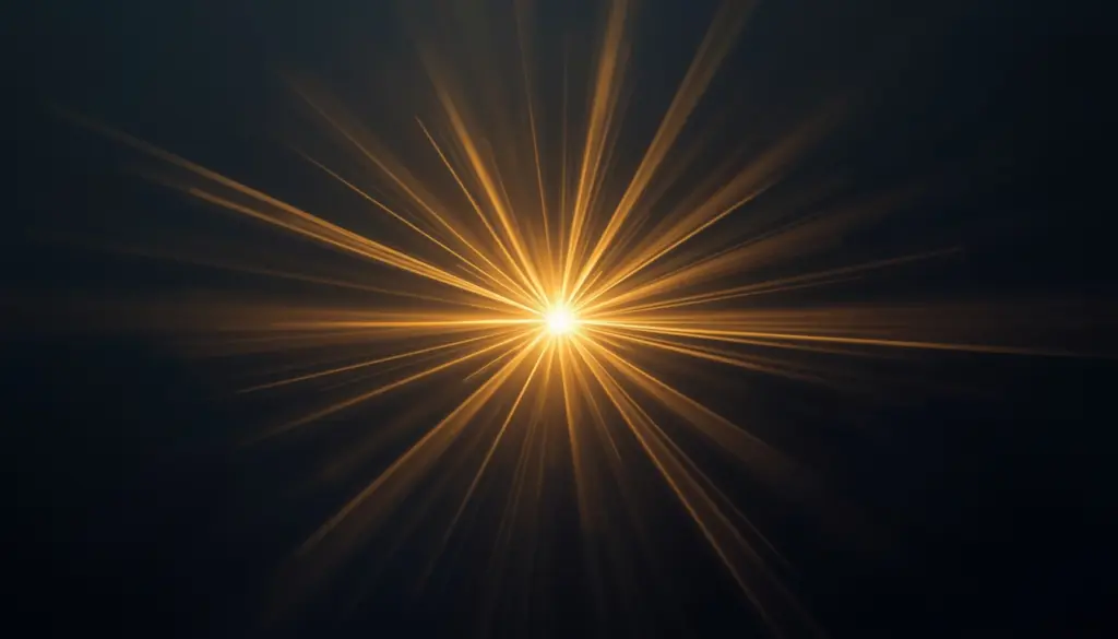 Abstract golden beam converging into central focus on dark navy background symbolizing strategic authority and market leadership