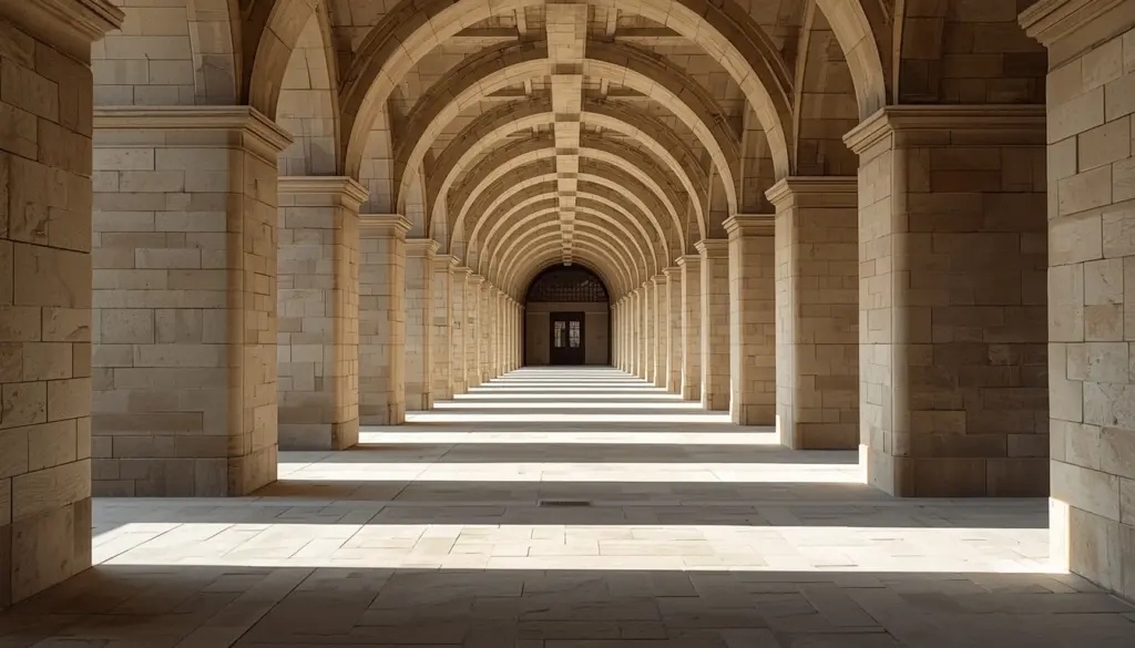 Architectural corridor symbolizing governed execution and strategic orchestration