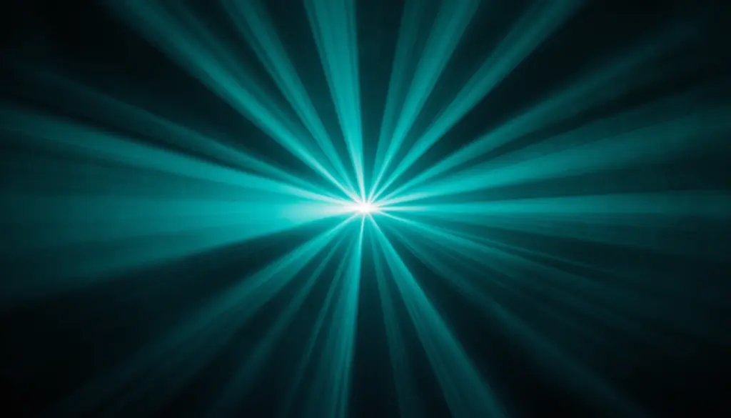 Abstract beams of light failing to align at a central point representing fragmented strategic communication and misaligned market signals